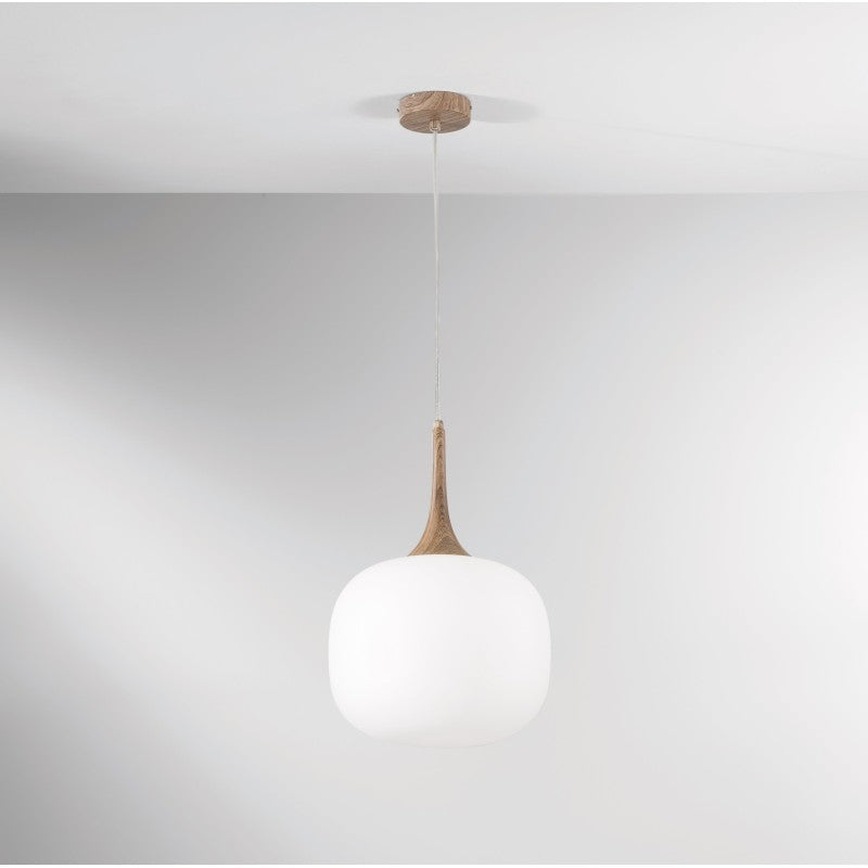 SOSPENSIONE JAIPUR BIANCA/LEGNO 1XE27 30X30X150CM